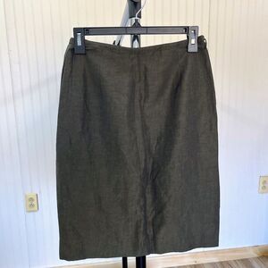 Georgiou studio vintage Elegant dark Olive Green linen/silk blend pencil Skirt